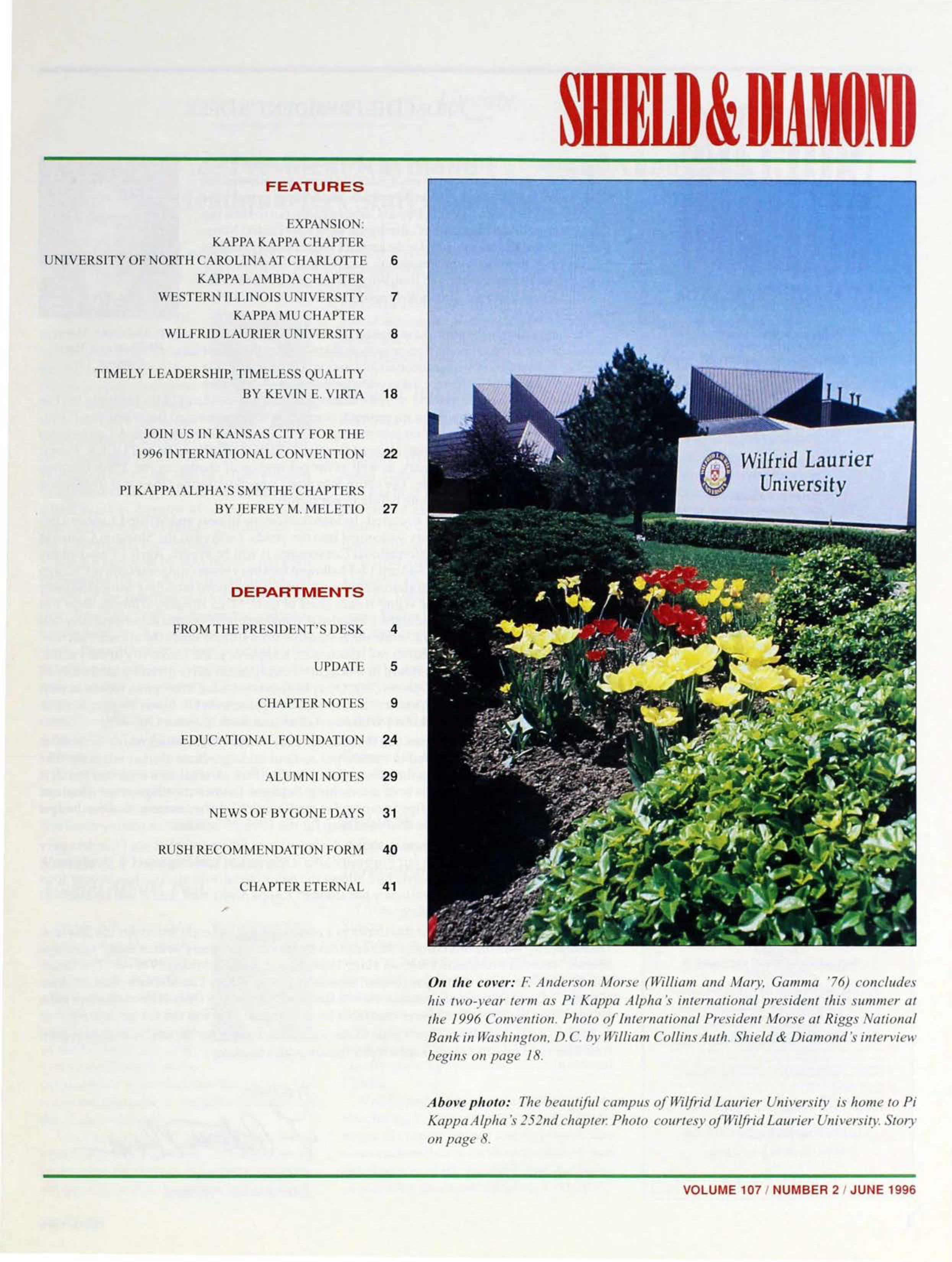 Shield & Diamond, Vol. 107, No. 2, Table of Contents